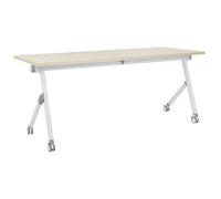 Beliani Foldable Office Desk Bendi Light Brown 180 Cm 60 Cm With Wheels
