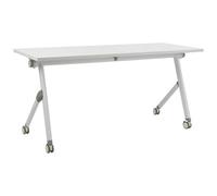 Beliani Foldable Office Desk Bendi White 160 Cm 60 Cm With Wheels