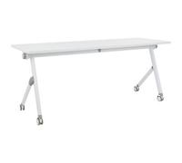 Beliani Foldable Office Desk Bendi White 180 Cm 60 Cm With Wheels