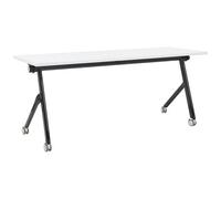 Beliani Foldable Office Desk Bendi White 180 Cm 60 Cm With Wheels