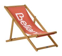 Beliani Acacia Folding Deck Chair Light Wood with Red ANZIO, Red