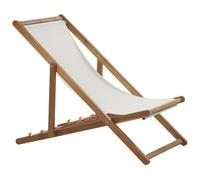 Beliani Folding Deck Chair and 2 Replacement Fabrics (Various Options) Light Wood ANZIO