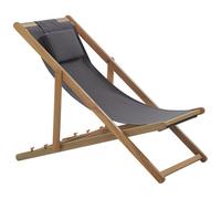 Beliani Folding Deck Chair and 2 Replacement Fabrics (Various Options) Light Wood AVELLINO, Grey
