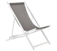 Beliani Folding Deck Chair Grey and White LOCRI II, Grey