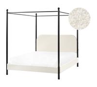 Four Poster Bed Boucle DANNEMOIS 140 x 200 cm (EU Double) Off-White