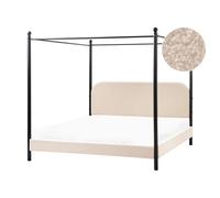 Four Poster Bed Boucle DANNEMOIS 180 x 200 cm (EU Super King) Beige