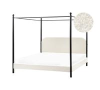Four Poster Bed Boucle DANNEMOIS 180 x 200 cm (EU Super King) Off-White