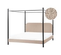 Four Poster Bed Boucle DANNEMOIS 180 x 200 cm (EU Super King) Taupe