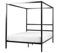 Beliani Four Poster Bed Metal Lestards 140 X 200 Cm (Eu Double) Black