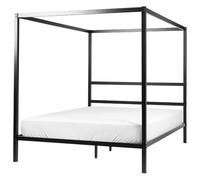 Beliani Four Poster Bed Metal Lestards 160 X 200 Cm Eu King Size Black, Black