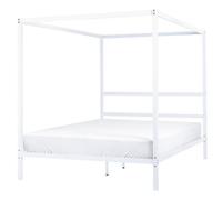Beliani Four Poster Bed Metal Lestards 160 X 200 Cm (Eu King Size) White