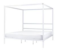 Beliani Four Poster Bed Metal Lestards 180 X 200 Cm Eu Super King White, White