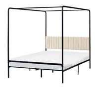 Four Poster Bed Metal MIRABEAU 140 x 200 cm (EU Double) Black