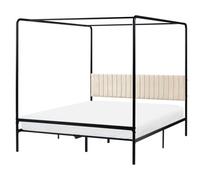 Four Poster Bed Metal MIRABEAU 160 x 200 cm (EU King Size) Black
