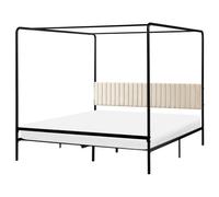 Four Poster Bed Metal MIRABEAU 180 x 200 cm (EU Super King) Black