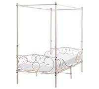 Beliani Four Poster Bed Metal Sormery 90 X 200 Cm (Eu Single) Light Beige