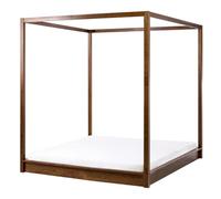 Beliani Four Poster Bed Wood Herliere 160 X 200 Cm (Eu King Size) Dark Brown