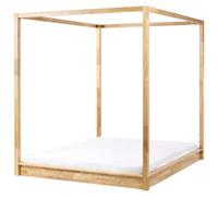Four Poster Bed Wood HERLIERE 160 x 200 cm (EU King Size) Light Brown