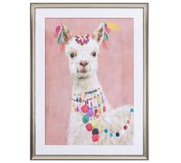 Beliani Framed Wall Print Balala Animal Motif 60 X 80 Cm Pink