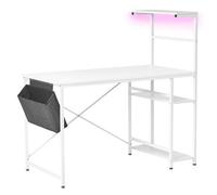 Beliani Gaming Desk ARAMINGO White 120 cm 60 cm LED with Storage, White