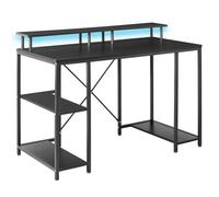Beliani Gaming Desk Caddo Black 120 Cm 60 Cm With Shelves Led