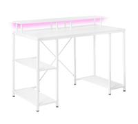 Beliani Gaming Desk Caddo White 120 Cm 60 Cm With Shelves Led