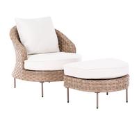Beliani Garden Armchair With Ottoman Arcille Pe Rattan Brown