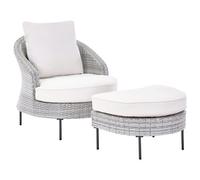 Beliani Garden Armchair With Ottoman Arcille Pe Rattan Grey