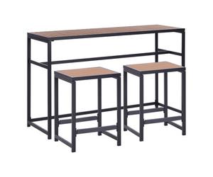 Beliani Garden Bar Set 2 Seater Avetrana Brown/ Black Metal