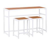 Beliani Garden Bar Set 2 Seater Avetrana Metal Brown/ White, White