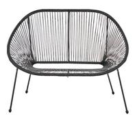 Garden Bench ACAPULCO II 113 cm PE Rattan Black