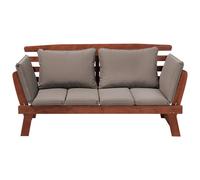 Beliani Garden Bench With Cushion Portici 210 Cm Eucalyptus Wood Dark Brown/ Taupe