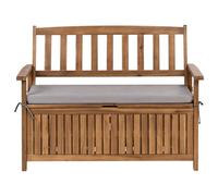 Garden Bench with Cushion SOVANA 120 cm with Storage Acacia Wood Grey