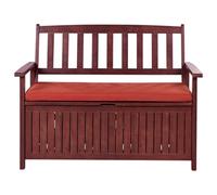 Garden Bench with Cushion SOVANA 120 cm with Storage Acacia Wood Red