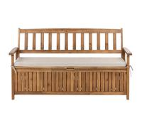Garden Bench with Cushion SOVANA 160 cm with Storage Acacia Wood Beige