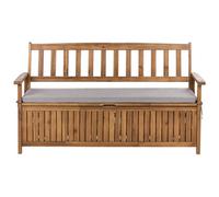 Garden Bench with Cushion SOVANA 160 cm with Storage Acacia Wood Grey