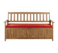 Beliani Garden Bench With Cushion Sovana 160 Cm With Storage Acacia Wood Red
