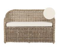 Beliani Garden Bench With Cushion Susua 141 Cm Rattan Natural