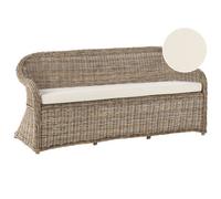 Beliani Garden Bench With Cushion Susua 189 Cm Rattan Natural