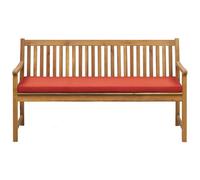 Beliani Garden Bench With Cushion Vivara 160 Cm Certified Acacia Wood Light Ash Wood Dark Red