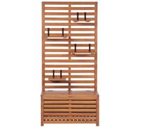 Beliani Garden Bench With Wall Panel Matino 80 Cm 170 Cm Acacia Wood Brown
