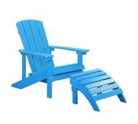 Beliani Garden Chair ADIRONDACK with Footstool Blue, Blue