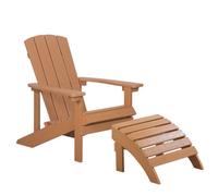 Beliani Garden Chair ADIRONDACK with Footstool Brown