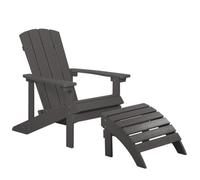Beliani Garden Chair Adirondack With Footstool Dark Grey