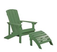 Beliani Garden Chair Adirondack With Footstool Green