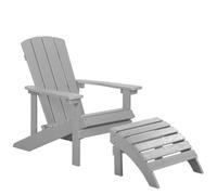 Beliani Garden Chair ADIRONDACK with Footstool Light Grey, Grey
