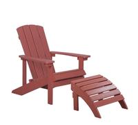 Beliani Garden Chair ADIRONDACK with Footstool Red, Red