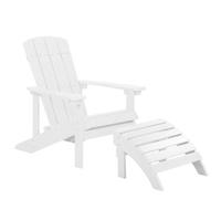 Beliani Garden Chair Adirondack With Footstool White