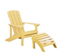 Beliani Garden Chair Adirondack With Footstool Yellow