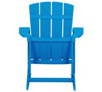 Beliani Garden Chair In Matt Blue Faux Wood With Footstool - Weather-Resistant Modern Outdoor Seating